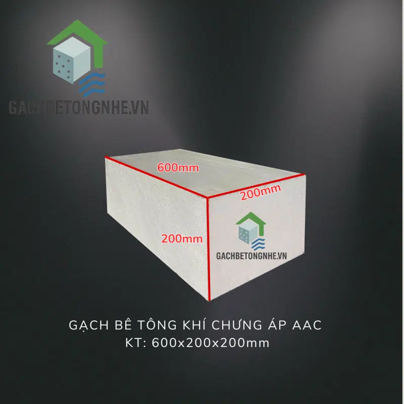 Gạch nhẹ AAC 600x200x200mm