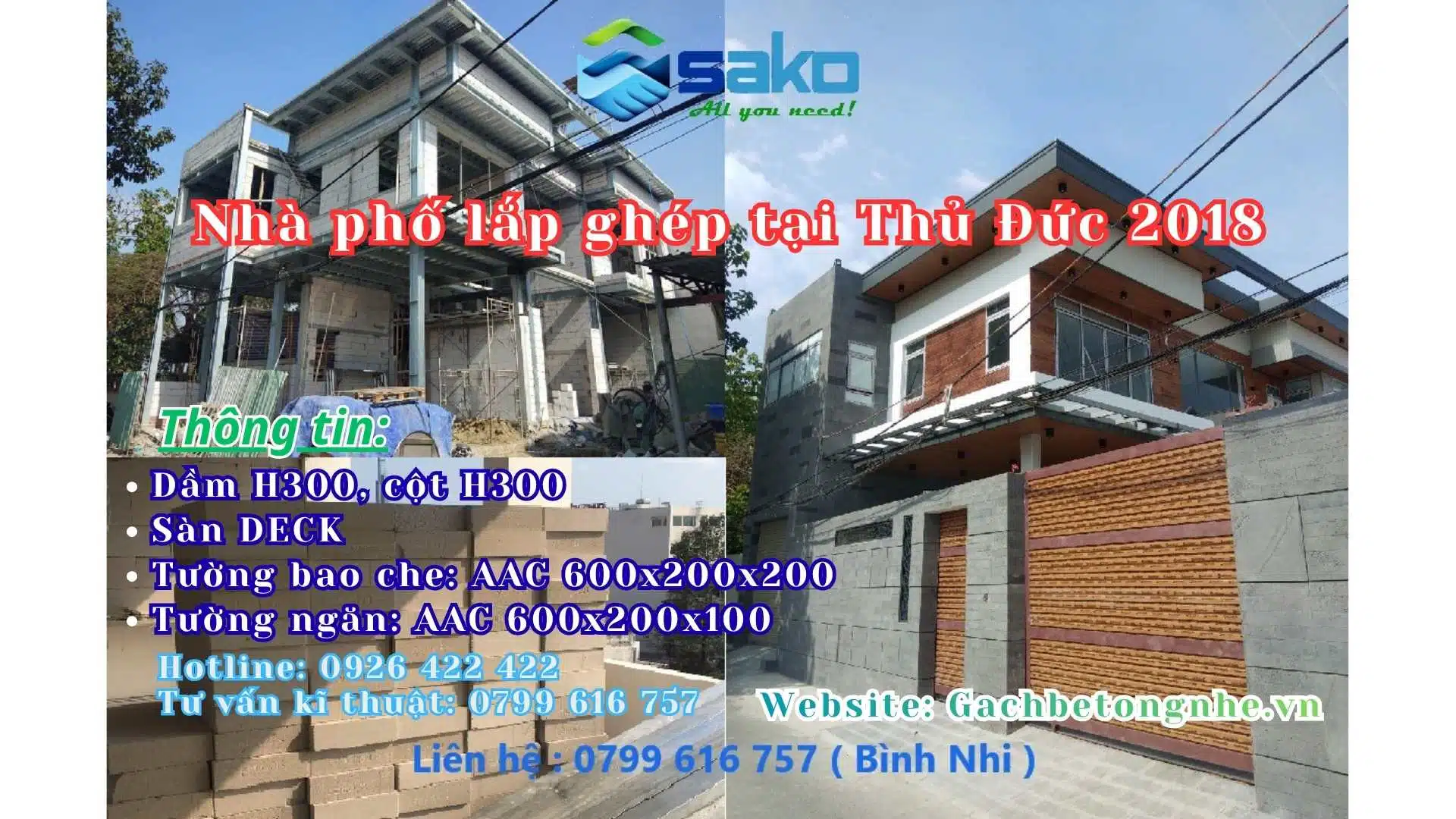 Nhà Thép Tiền Chế Gạch AAC năm 2018 tại Thủ Đức