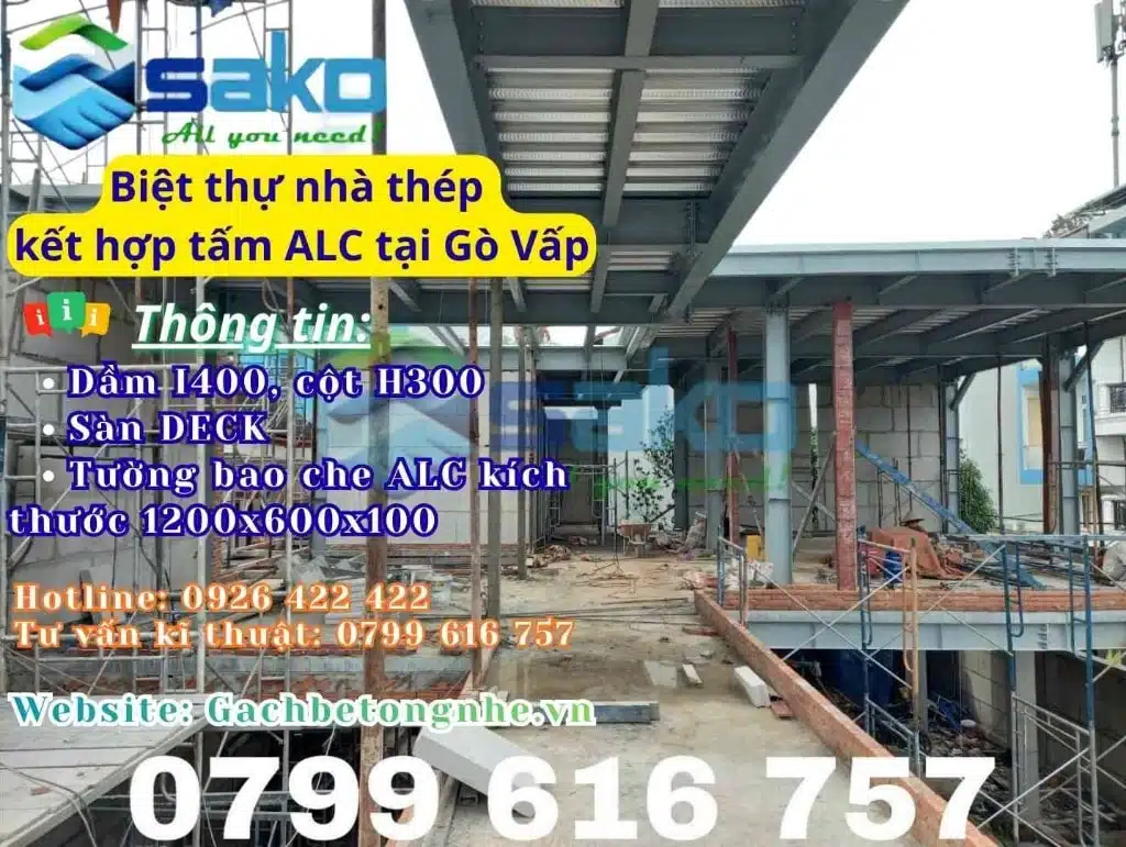 Biệt thự nhà thép tấm bê tông khí ALc Gò Vấp năm 2023