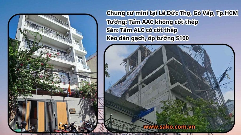 Gạch AAC 1200x600x100mm xây chung cư tại Gò Vấp sau 1 năm