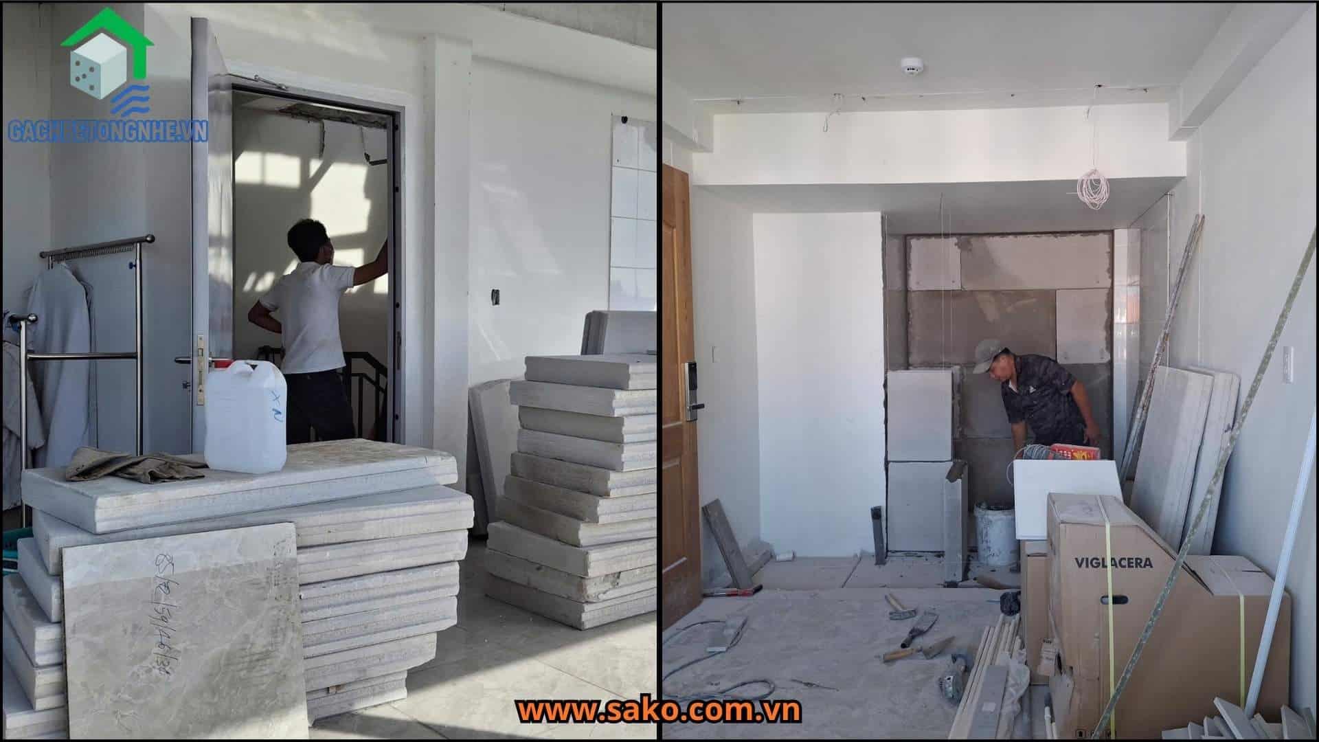 Tiếp tục cải tạo căn hộ sau 1 năm sử dụng: Tấm ALC 1200x600x100 & gạch AAC 1200x600x100mm