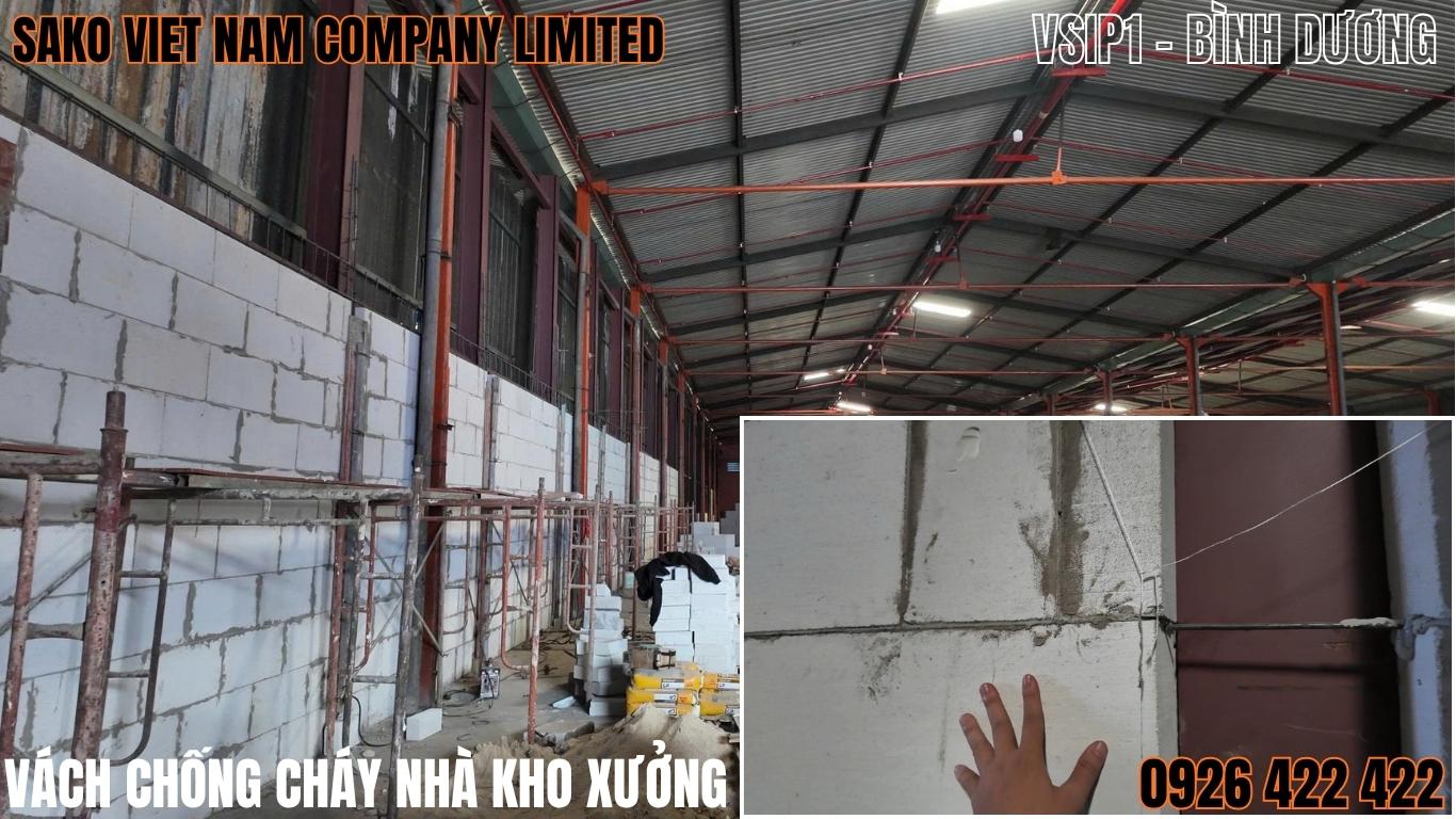 Công việc thi công gạch AAC chống cháy luôn được SAKO VIỆT NAM cử đại diện kĩ thuật đi giám sát hỗ trợ khách hàng