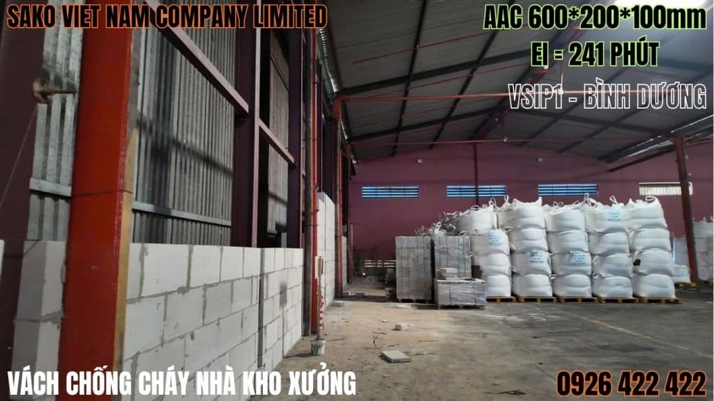Gạch bê tông khí AAC với chỉ số EI đạt 241 phút, là sản phẩm chống cháy hiệu quả