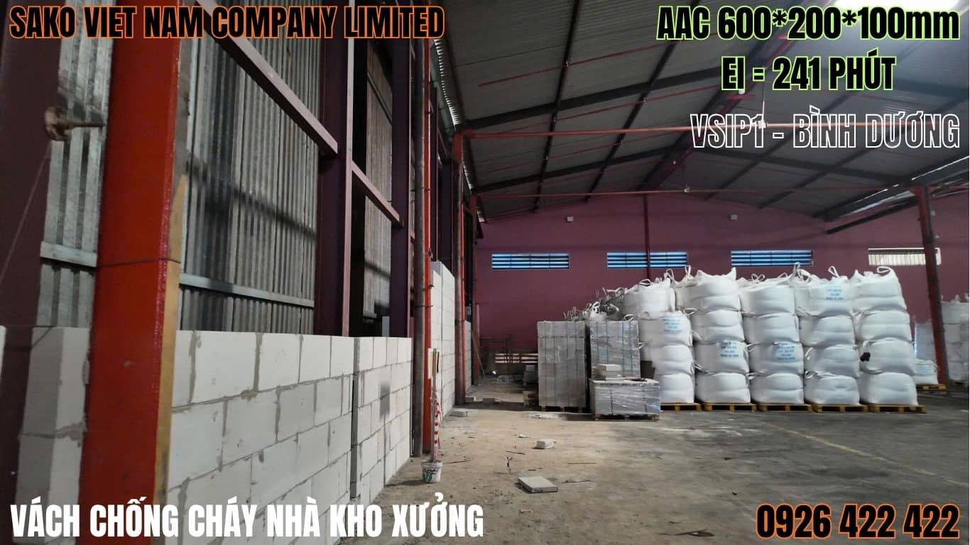 Gạch bê tông khí AAC với chỉ số EI đạt 241 phút, là sản phẩm chống cháy hiệu quả
