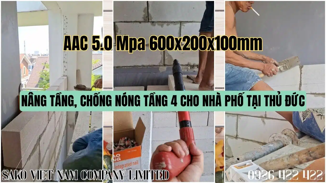 Gạch AAC 5.0 MPa cải tạo nhà phố tại Thủ Đức