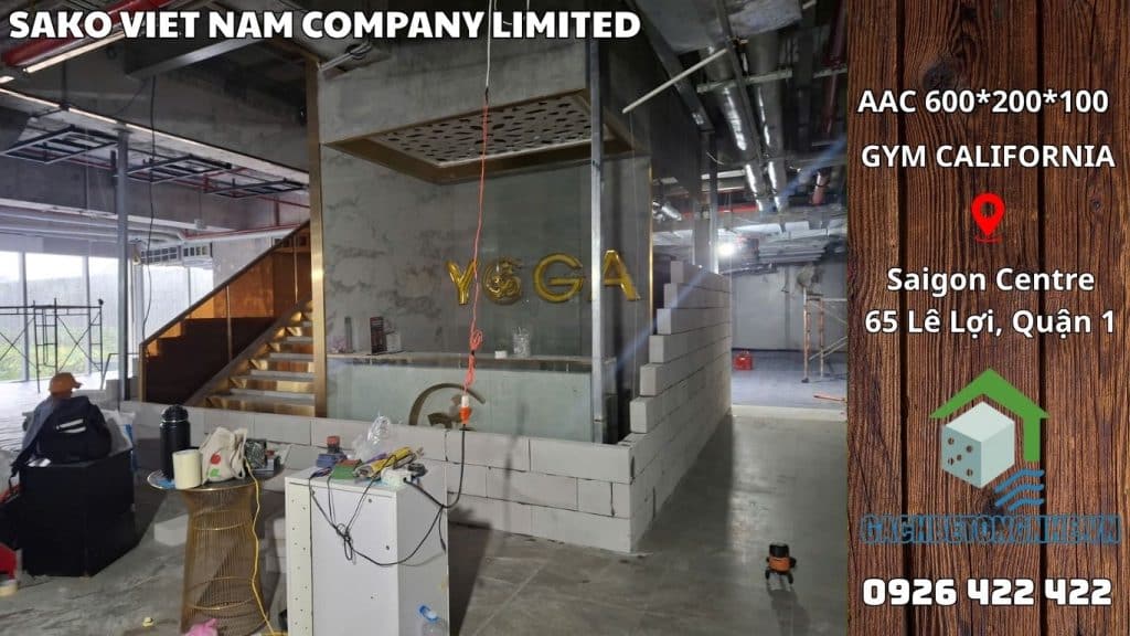 Gach AAC xây phòng Gym california